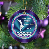 体操オーナメントかわいらし紫、ティール(緑がかった色)、白 セラミックオーナメント