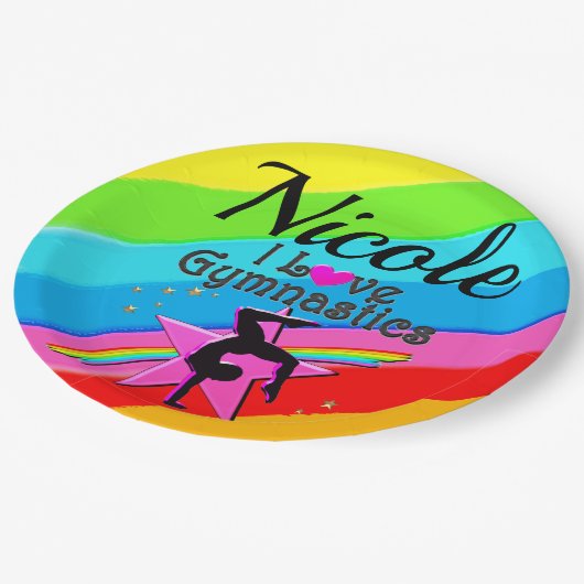 体操カラフルデザインが好きパーソナライズされた ペーパープレート (アングル)