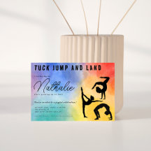 体操カラフル女の子の誕生日パーティーへの招待