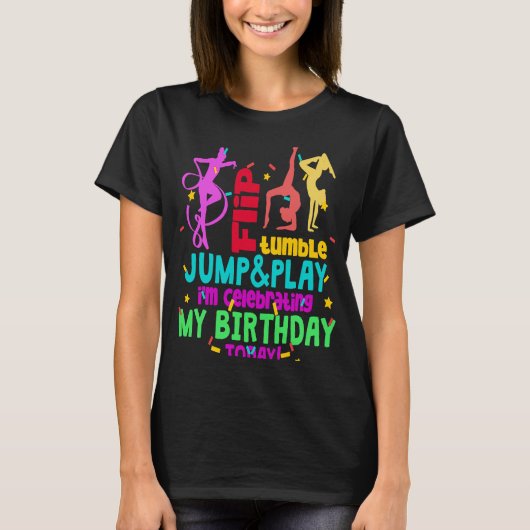 体操カラフル女子体操誕生日 Tシャツ (正面)