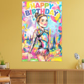 体操カラフル絵を描パーソナライズされた誕生日 キャンバスプリント (インサイチュ (リビング))