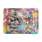 体操カラフル絵を描パーソナライズされた誕生日 マグネット (横)