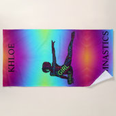 体操カラフル語アートビーチタオル ビーチタオル (正面)