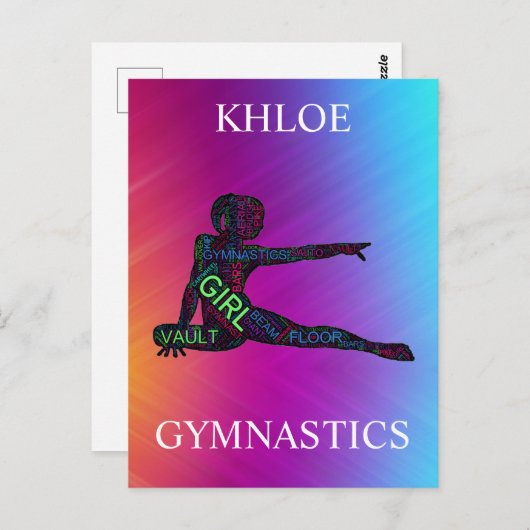 体操カラフル語アート ポストカード (正面/裏面)