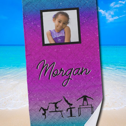 体操カラフル転倒とフリップビーチタオル ビーチタオル