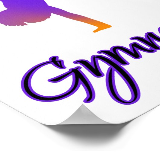 体操カーツホイールピンクパープルパーソナライズされた ポスター (角)