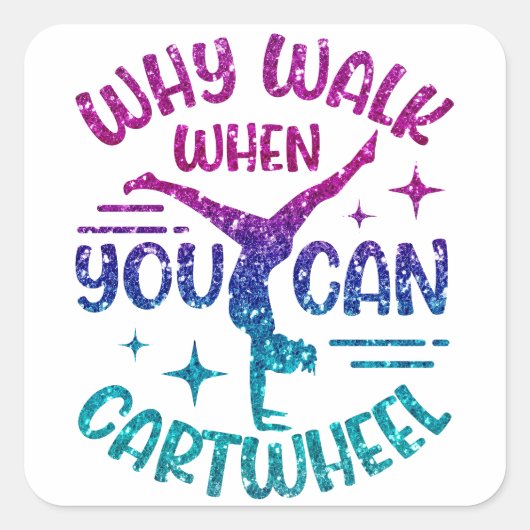 体操カーツホイールマゼンタパープルターコイズ スクエアシール (正面)