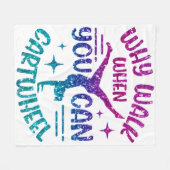 体操カーツホイールマゼンタパープルターコイズ フリースブランケット (正面(横))