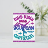 体操カーツホイールマゼンタパープルターコイズ ポストカード (スタンド正面)