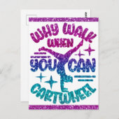 体操カーツホイールマゼンタパープルターコイズ ポストカード (正面/裏面)