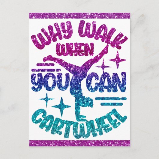 体操カーツホイールマゼンタパープルターコイズ ポストカード (正面)