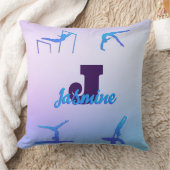 体操ガーリーブルーパープルモノグラムパーソナライズされた クッション (ブランケット)