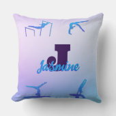 体操ガーリーブルーパープルモノグラムパーソナライズされた クッション (正面)