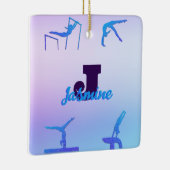 体操ガーリーブルーパープルモノグラムパーソナライズされた セラミックオーナメント (右)