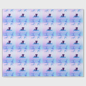 体操ガーリーブルーパープルモノグラムパーソナライズされた ラッピングペーパー (フラット)