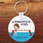 体操ガールかわいいパーソナライズされた体操選手ビーム キーホルダー (正面)