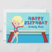 体操ガールかわいいブロンド体操誕生日 カード (正面)