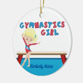 体操ガールかわいいブロンド体操選手パーソナライズされた セラミックオーナメント (左)