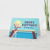 体操ガールキュートギムナストパーソナライズされた誕生日 カード (正面)