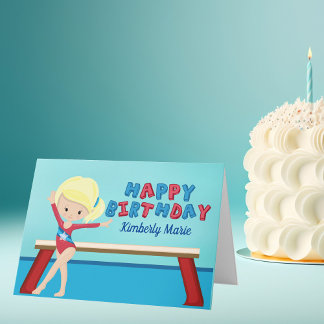 体操ガールキュートギムナストパーソナライズされた誕生日 カード