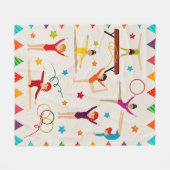 体操ガールクリップアートキルト フリースブランケット (正面(横))