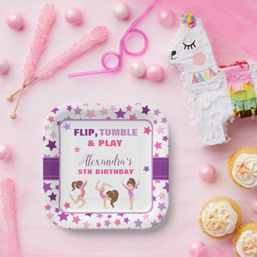 体操ガールスターズバースデーパーティー ペーパープレート (パーティー)