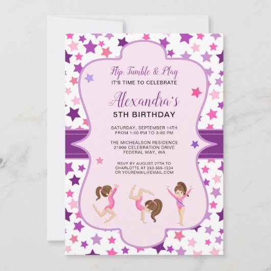 体操ガールスターズバースデーパーティー 招待状 (正面)