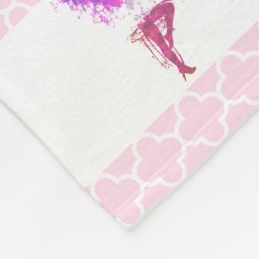 体操ガールズネームパーソナライズされたピンククローバー フリースブランケット (角)