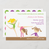 体操ガールズバースデーパーティー招待状 招待状 (正面/裏面)