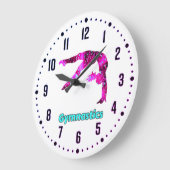 体操ガールズピンク/ターコイズハンドスプリング ラージ壁時計 (傾斜)