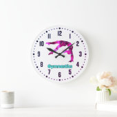 体操ガールズピンク/ターコイズハンドスプリング ラージ壁時計 (ホーム)