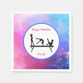 体操ガールズ誕生日ピンク&ブルーナプキンス スタンダードカクテルナプキン (正面)