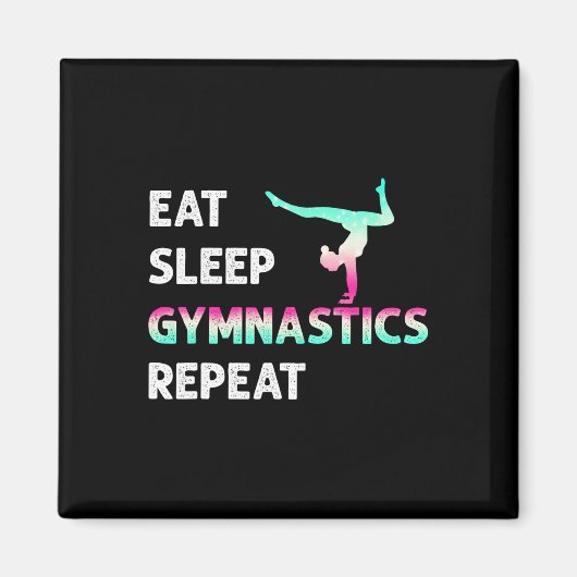 体操ガールズTシャツ Eat Sleep Gymnastics Repeat 女子 体操部 マグネット (正面)