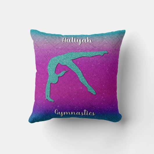 体操ガールターコイズマゼンタグラデーションン クッション (裏面)