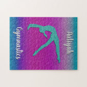 体操ガールターコイズマゼンタグラデーションン ジグソーパズル (横)