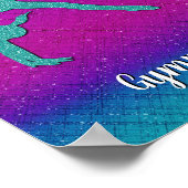 体操ガールターコイズマゼンタグラデーションン ポスター (角)