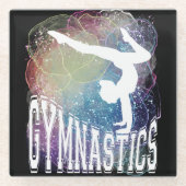 体操ガールハンドスタンドウォーター色 ガラスコースター (正面)