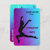 体操ガールバースデーパーティーへの招待 招待状 (正面/裏面)