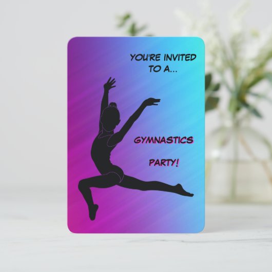 体操ガールバースデーパーティーへの招待 招待状 (スタンド正面)