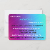 体操ガールバースデーパーティーへの招待 招待状 (裏面)