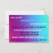 体操ガールバースデーパーティーへの招待 招待状 (裏面)