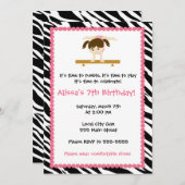 体操ガールバースデーパーティー招待団ゼブラ 招待状 (正面/裏面)