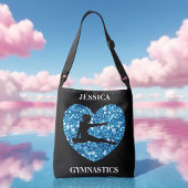 体操ガールブラックとティール(緑がかった色)シークインハート クロスボディバッグ