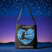 体操ガールブラックとティール(緑がかった色)シークインハート クロスボディバッグ