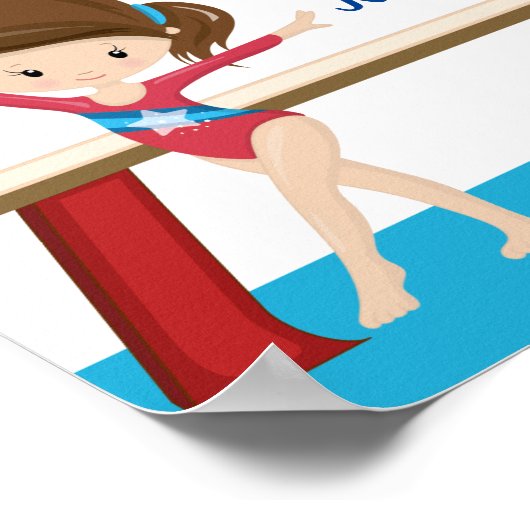 体操ガールブルーモノグラムかわいい体操教室 ポスター (角)