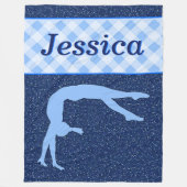 体操ガールライトブルーダークブルー フリースブランケット (正面)