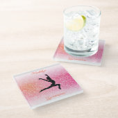 体操ガール体操選手レオタードピンクタンジェリン ガラスコースター (アングル)