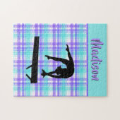 体操ガール薄紫紫とアクアパーソナライズされた ジグソーパズル (横)