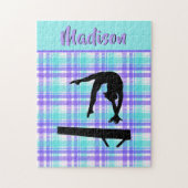 体操ガール薄紫紫とアクアパーソナライズされた ジグソーパズル (縦)