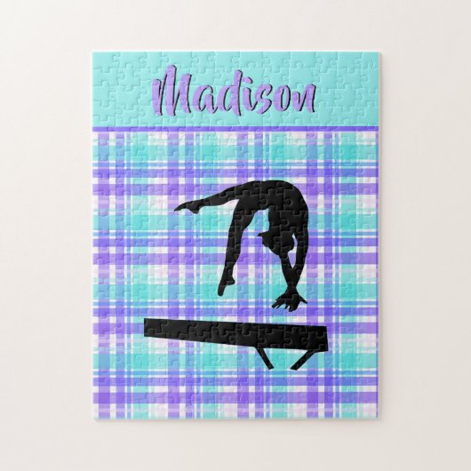 体操ガール薄紫紫とアクアパーソナライズされた ジグソーパズル (縦)